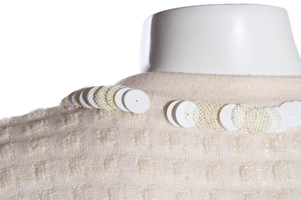 Chanel Cream Sequin Trim Cardigan SZ 42