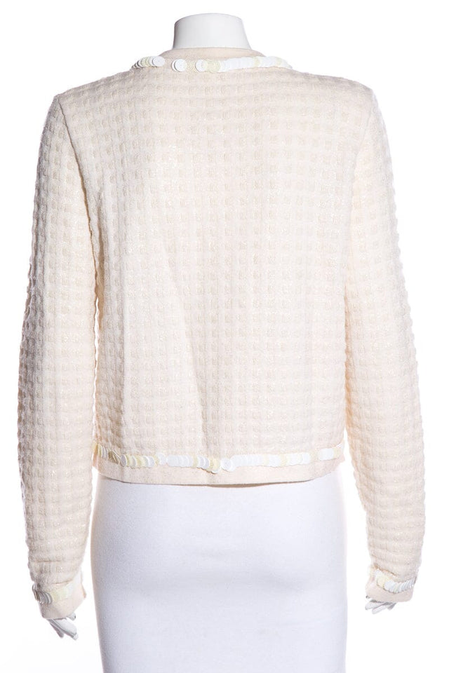 Chanel Cream Sequin Trim Cardigan SZ 42