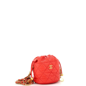 Medallion Charms Drawstring Bucket Bag Quilted Caviar Mini