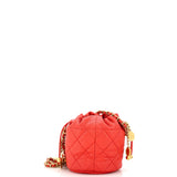 Medallion Charms Drawstring Bucket Bag Quilted Caviar Mini