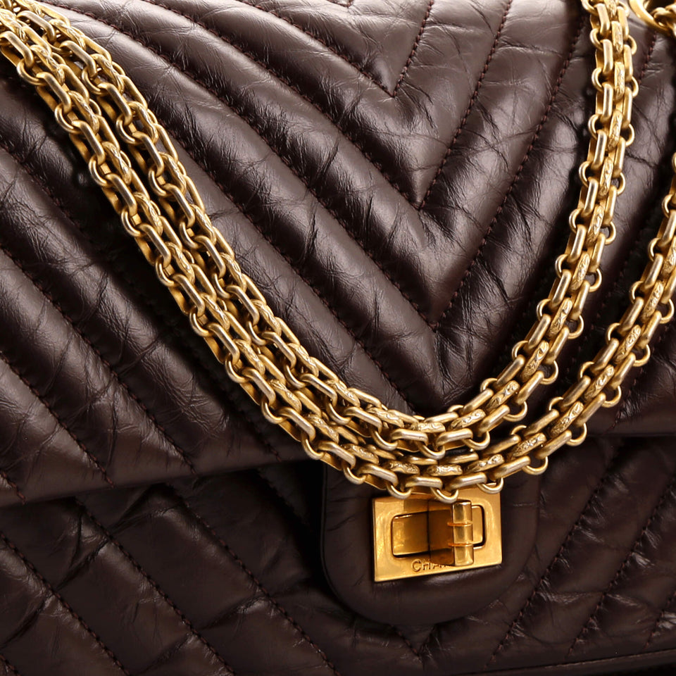 Reissue 2.55 Flap Bag Chevron Aged Calfskin 225