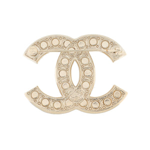 CC Brooch Metal with Crystals and Faux Pearls