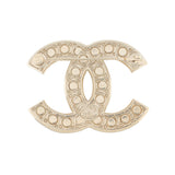 CC Brooch Metal with Crystals and Faux Pearls
