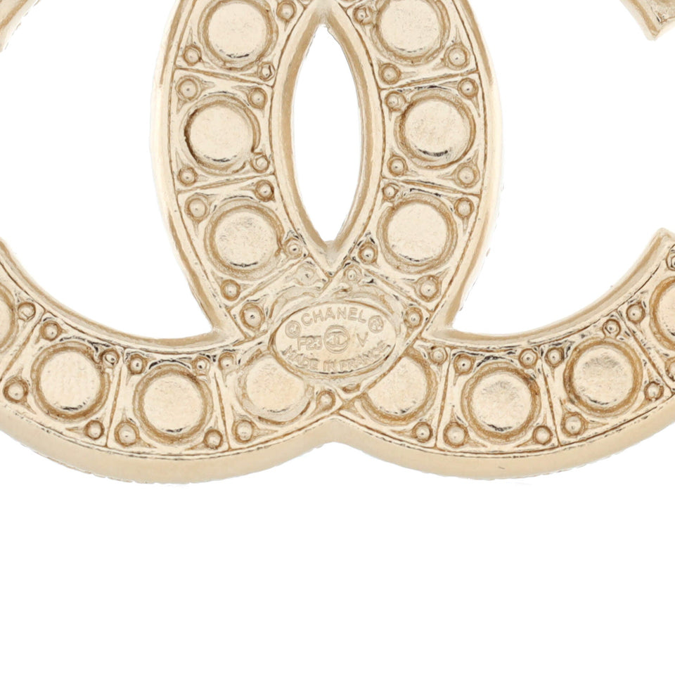 CC Brooch Metal with Crystals and Faux Pearls