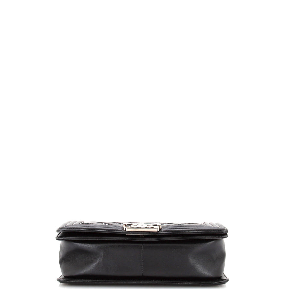 Boy Flap Bag Chevron Lambskin with Holographic PVC Old Medium