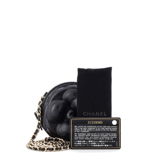 Camellia Round Clutch with Chain Lambskin