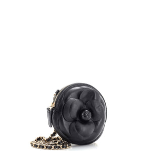 Camellia Round Clutch with Chain Lambskin