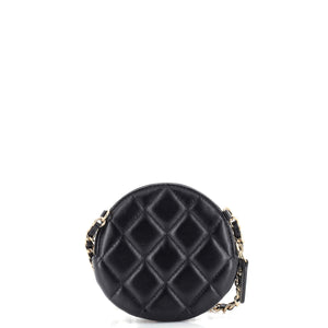 Camellia Round Clutch with Chain Lambskin