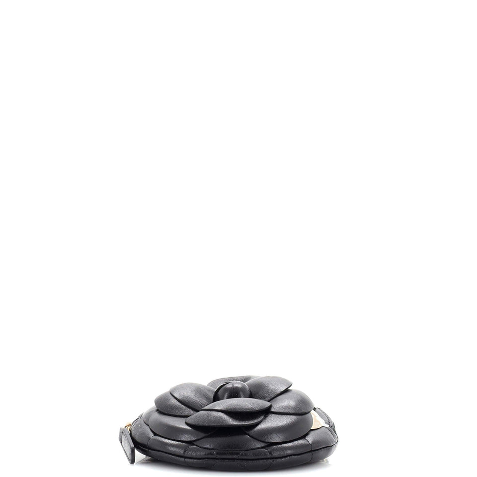 Camellia Round Clutch with Chain Lambskin