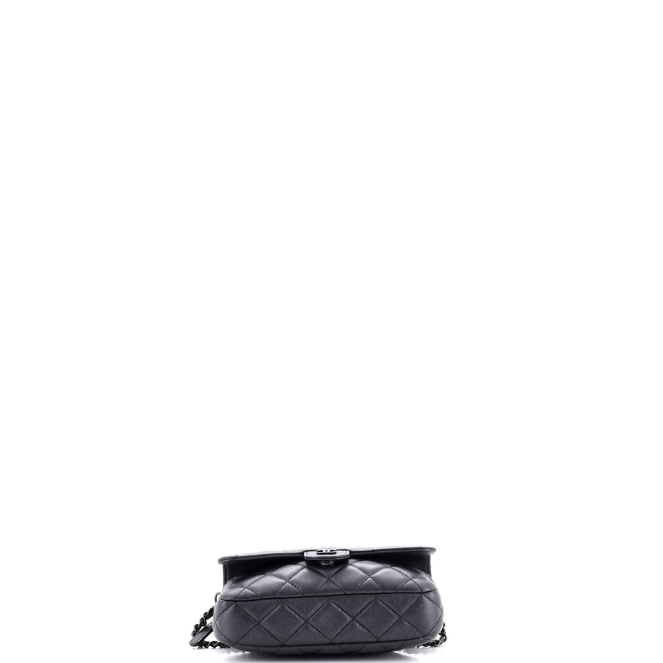 So Black Classic Flap Phone Holder with Chain Quilted Lambskin