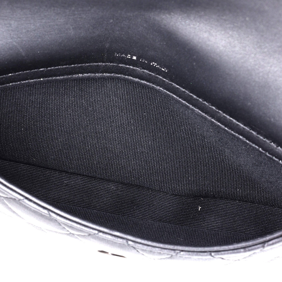 So Black Classic Flap Phone Holder with Chain Quilted Lambskin