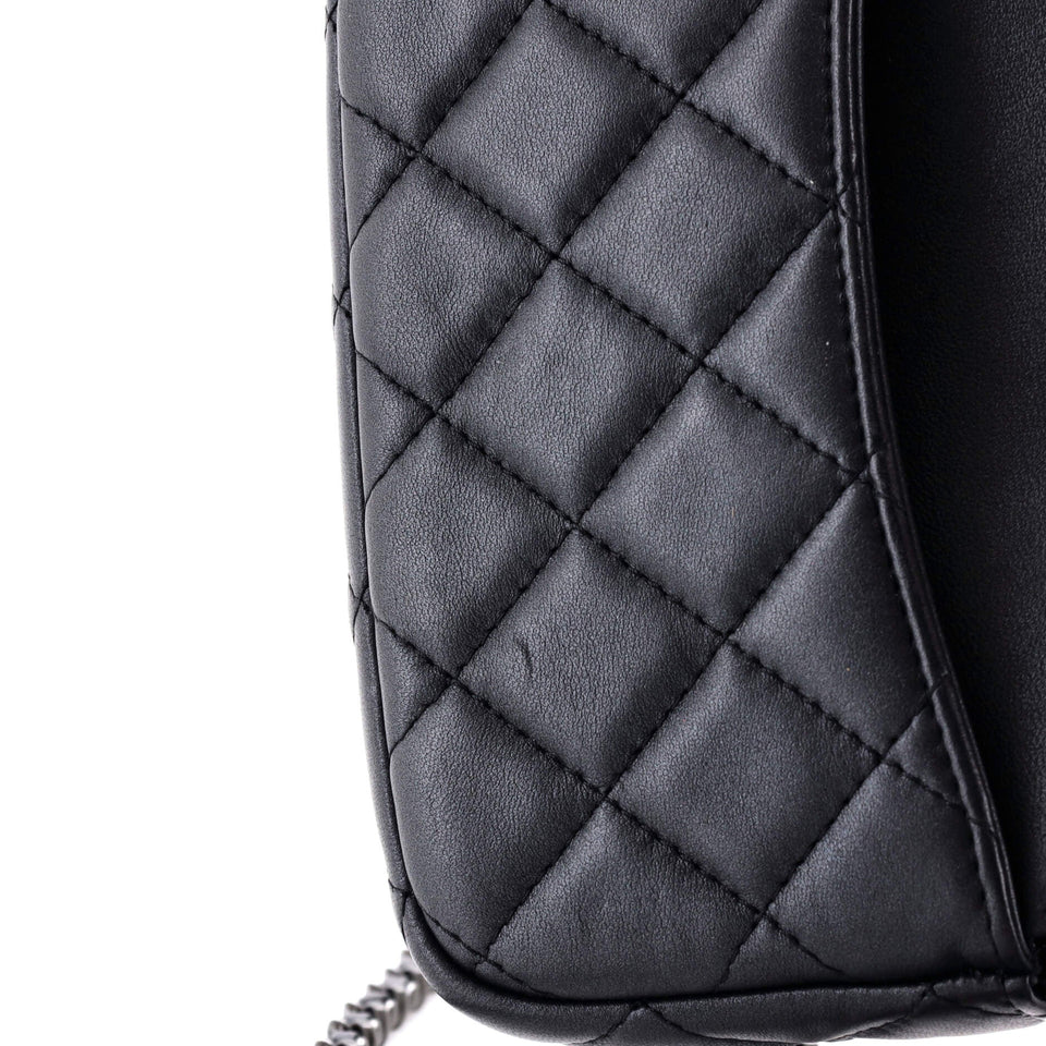 So Black Classic Flap Phone Holder with Chain Quilted Lambskin