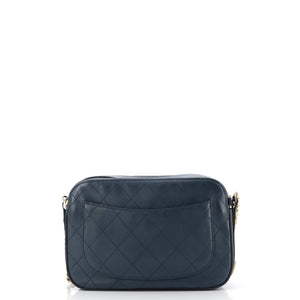 Button Up Camera Case Quilted Calfskin with Grosgrain Small