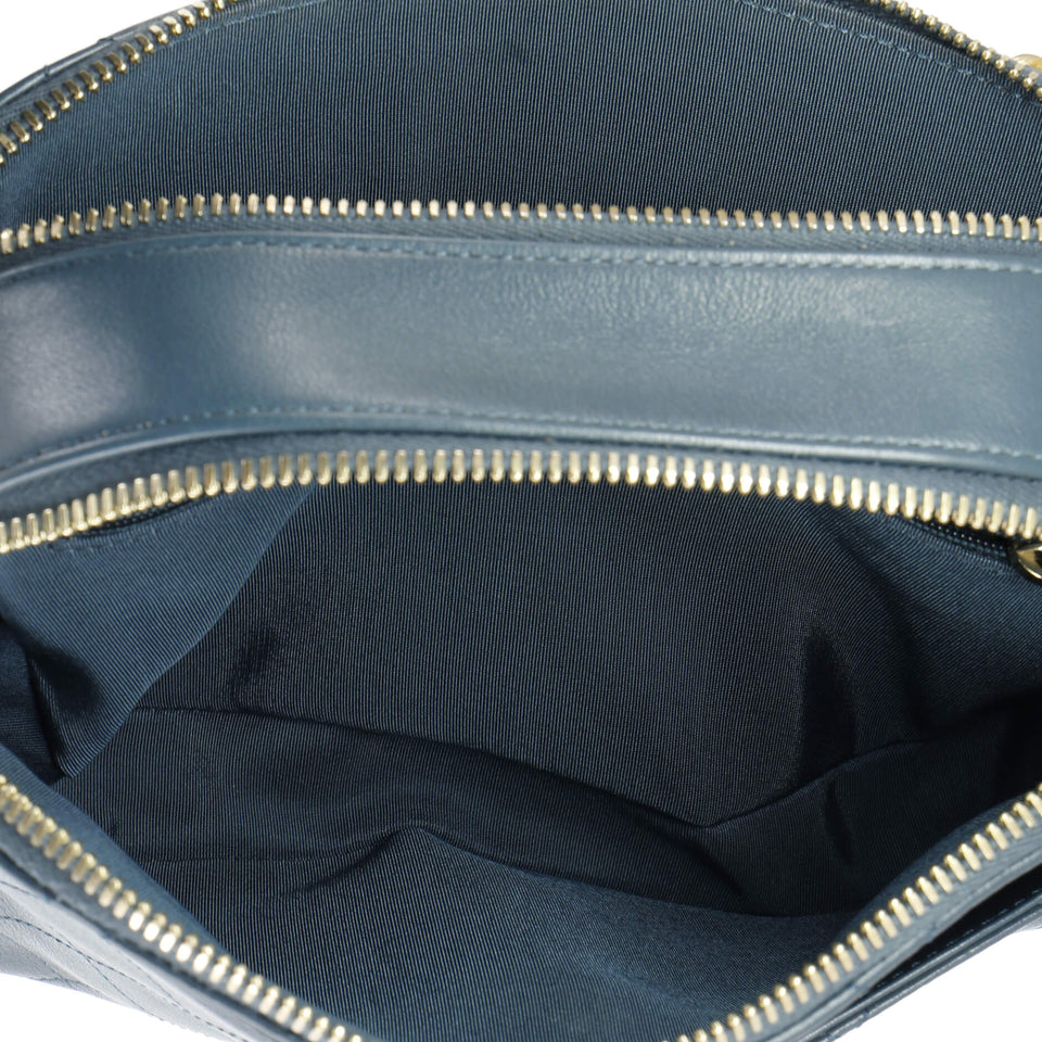 Button Up Camera Case Quilted Calfskin with Grosgrain Small
