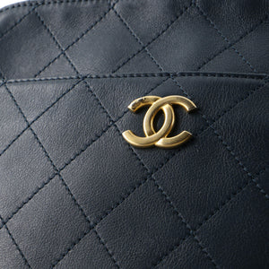 Button Up Camera Case Quilted Calfskin with Grosgrain Small