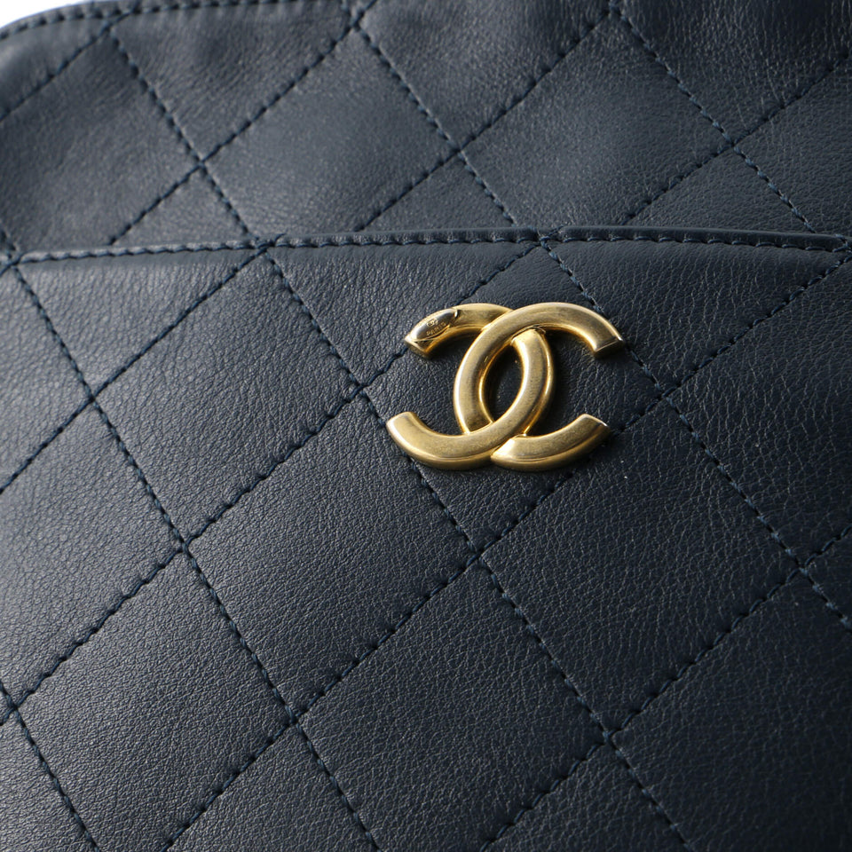 Button Up Camera Case Quilted Calfskin with Grosgrain Small