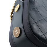 Button Up Camera Case Quilted Calfskin with Grosgrain Small