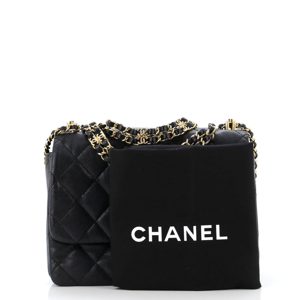 Coco First Flap Bag Quilted Caviar Small