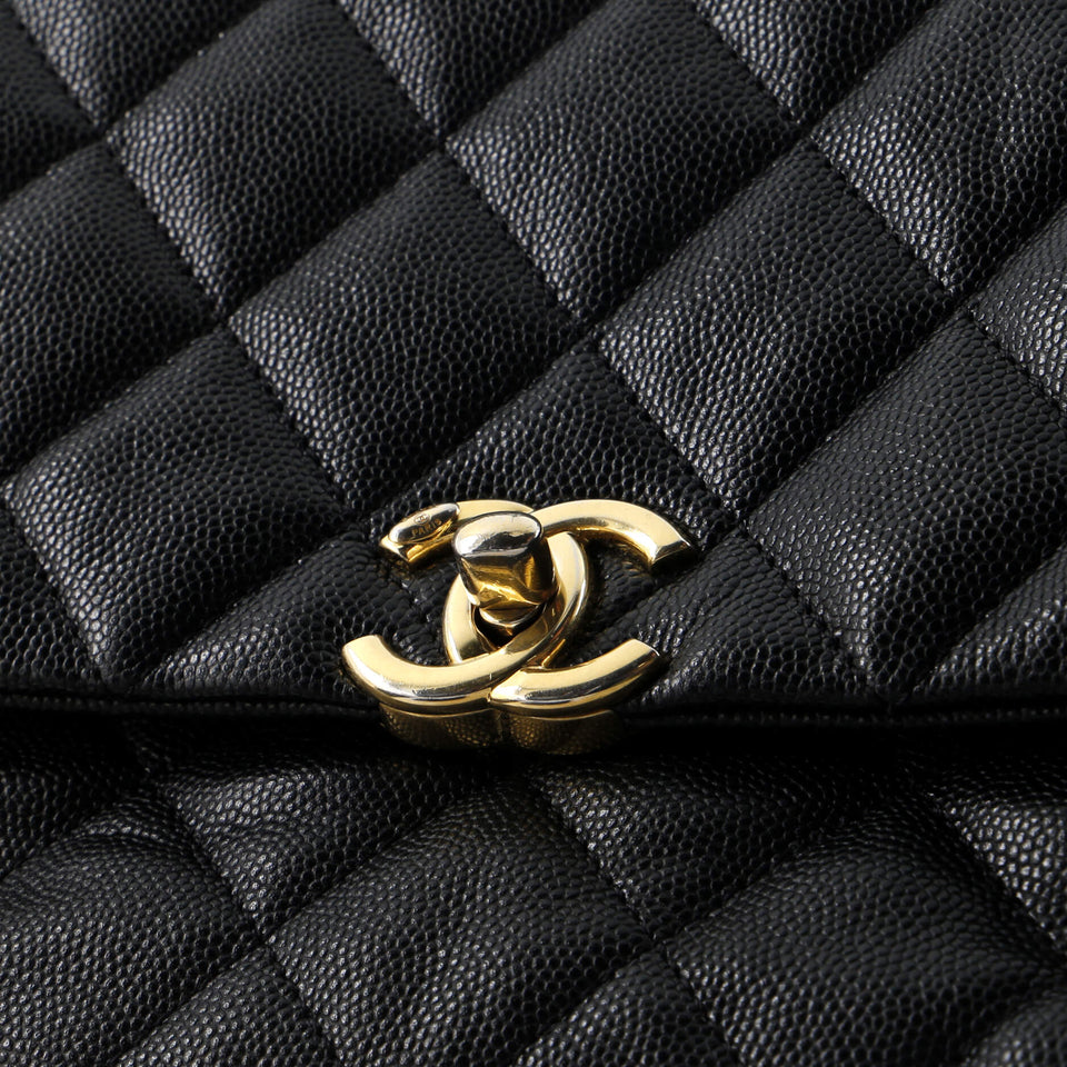 Coco First Flap Bag Quilted Caviar Small
