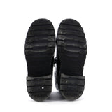 Women's Chain CC Cap Toe Lace Up Combat Boots Quilted Shiny Calfskin