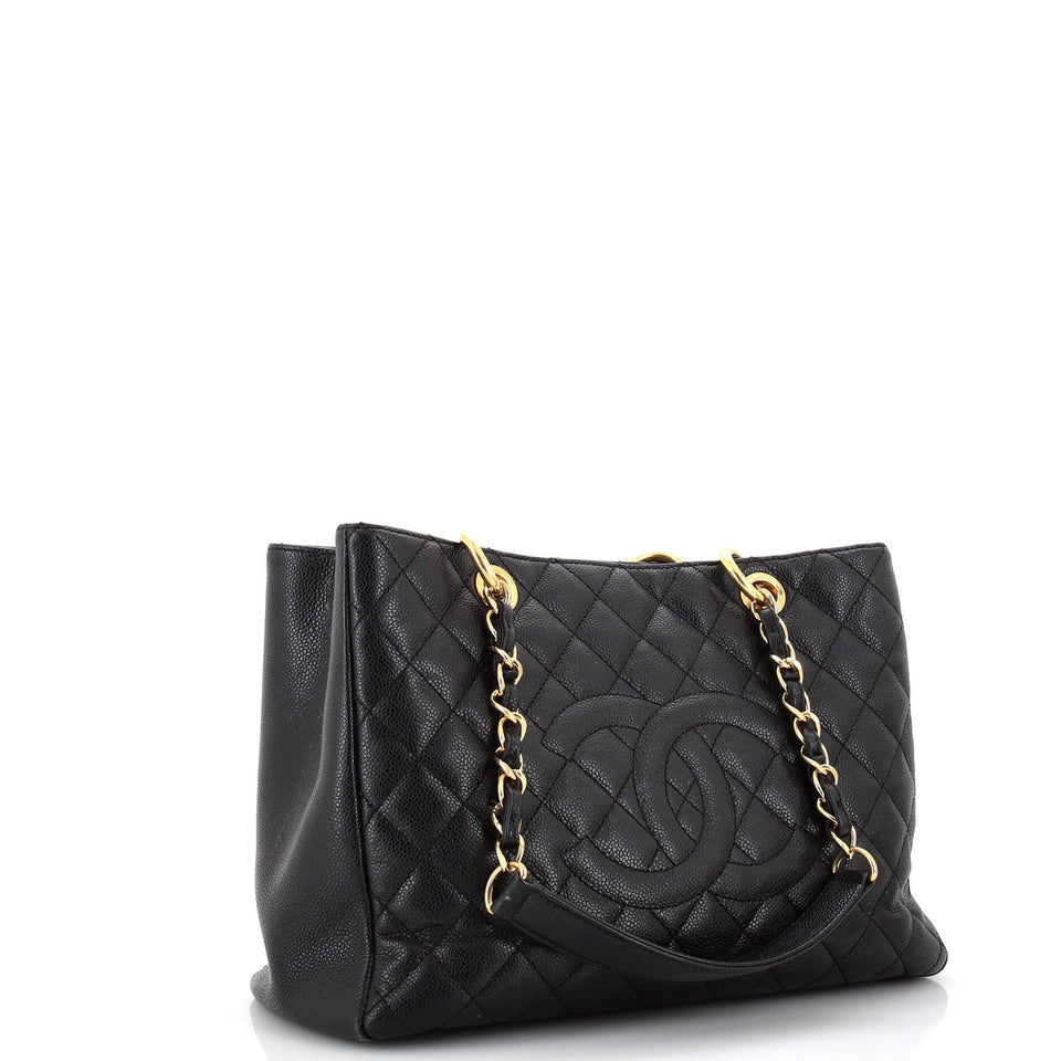 Grand Shopping Tote Quilted Caviar