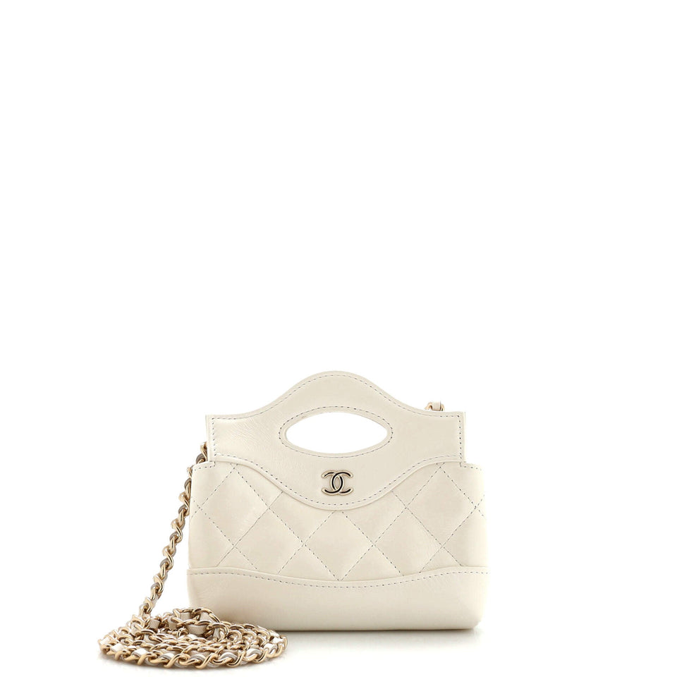 31 Shopping Bag Clutch with Chain Quilted Calfskin Nano