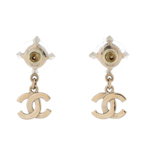 Geometric CC Drop Earrings Metal with Crystals and Faux Pearls