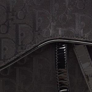 Dior Black Oblique Canvas And Patent Leather Xs Saddle Bag