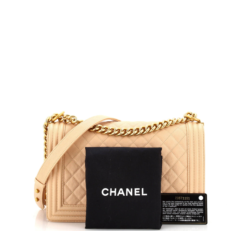 Boy Flap Bag Quilted Caviar New Medium