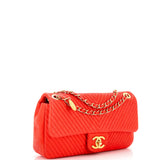 Medallion Charm Flap Bag Chevron Wrinkled Lambskin Medium