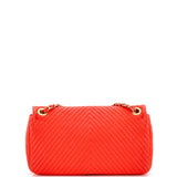 Medallion Charm Flap Bag Chevron Wrinkled Lambskin Medium