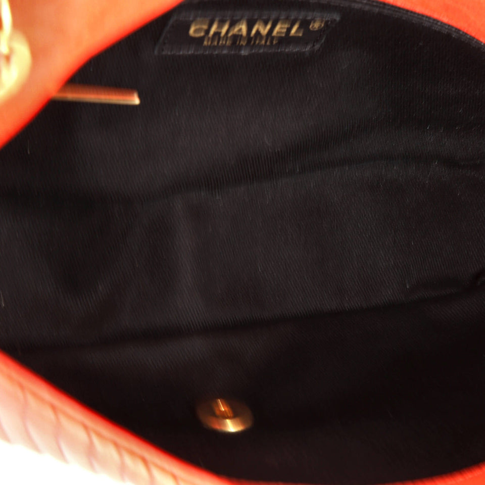 Medallion Charm Flap Bag Chevron Wrinkled Lambskin Medium