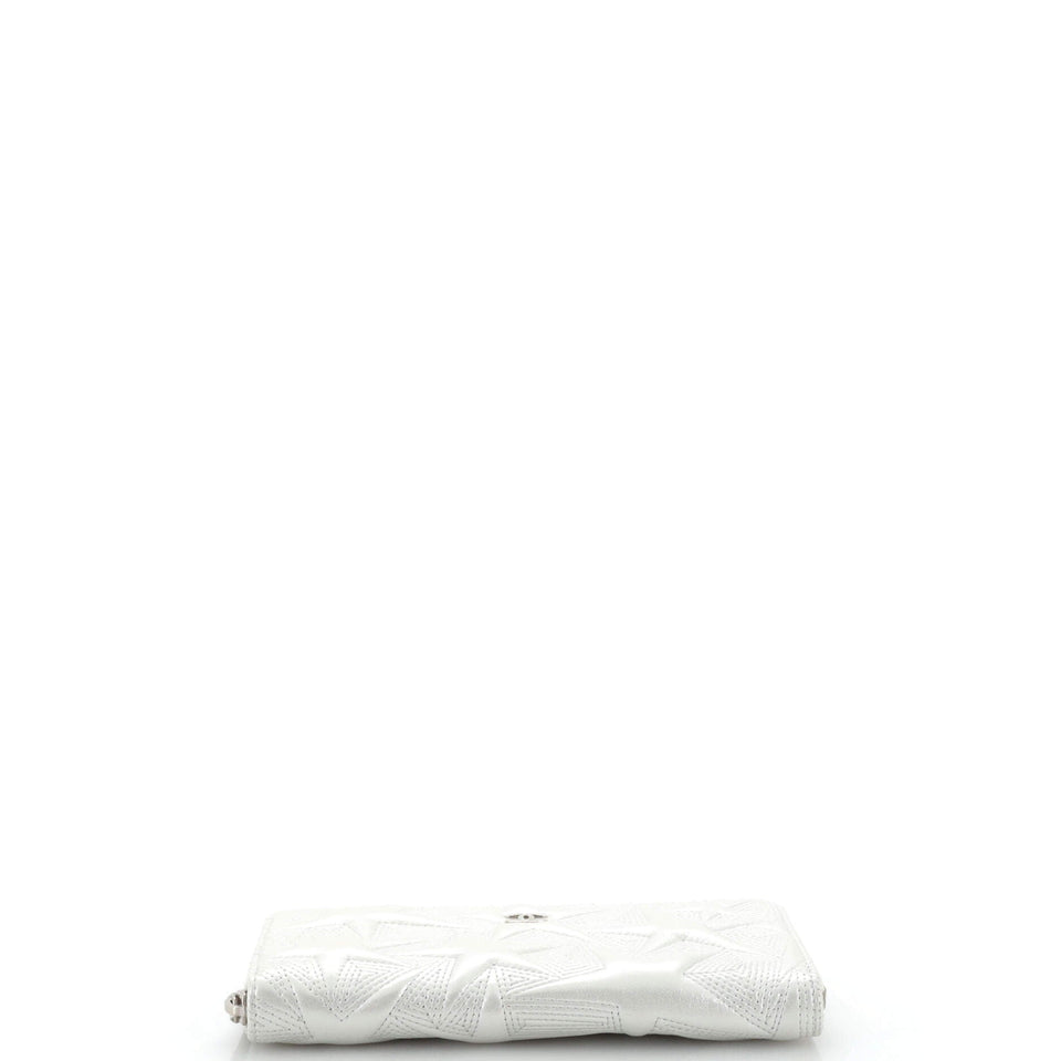 Zip Around Wallet Star Embossed Lambskin Long