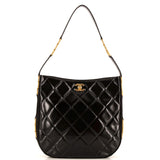 CC Link Hobo Quilted Shiny Calfskin and Suede