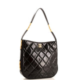 CC Link Hobo Quilted Shiny Calfskin and Suede