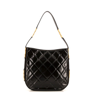 CC Link Hobo Quilted Shiny Calfskin and Suede