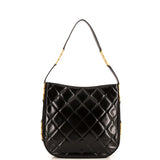 CC Link Hobo Quilted Shiny Calfskin and Suede
