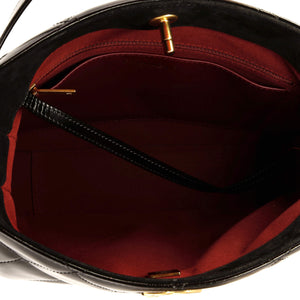 CC Link Hobo Quilted Shiny Calfskin and Suede