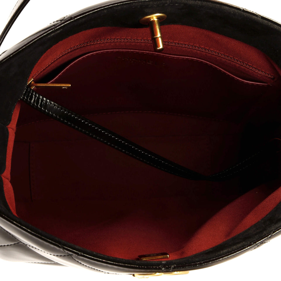 CC Link Hobo Quilted Shiny Calfskin and Suede