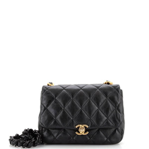 Lacquered Metal CC Flap Bag Quilted Lambskin Small