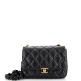 Lacquered Metal CC Flap Bag Quilted Lambskin Small
