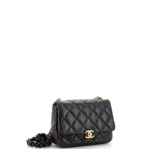 Lacquered Metal CC Flap Bag Quilted Lambskin Small