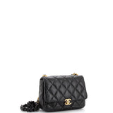 Lacquered Metal CC Flap Bag Quilted Lambskin Small
