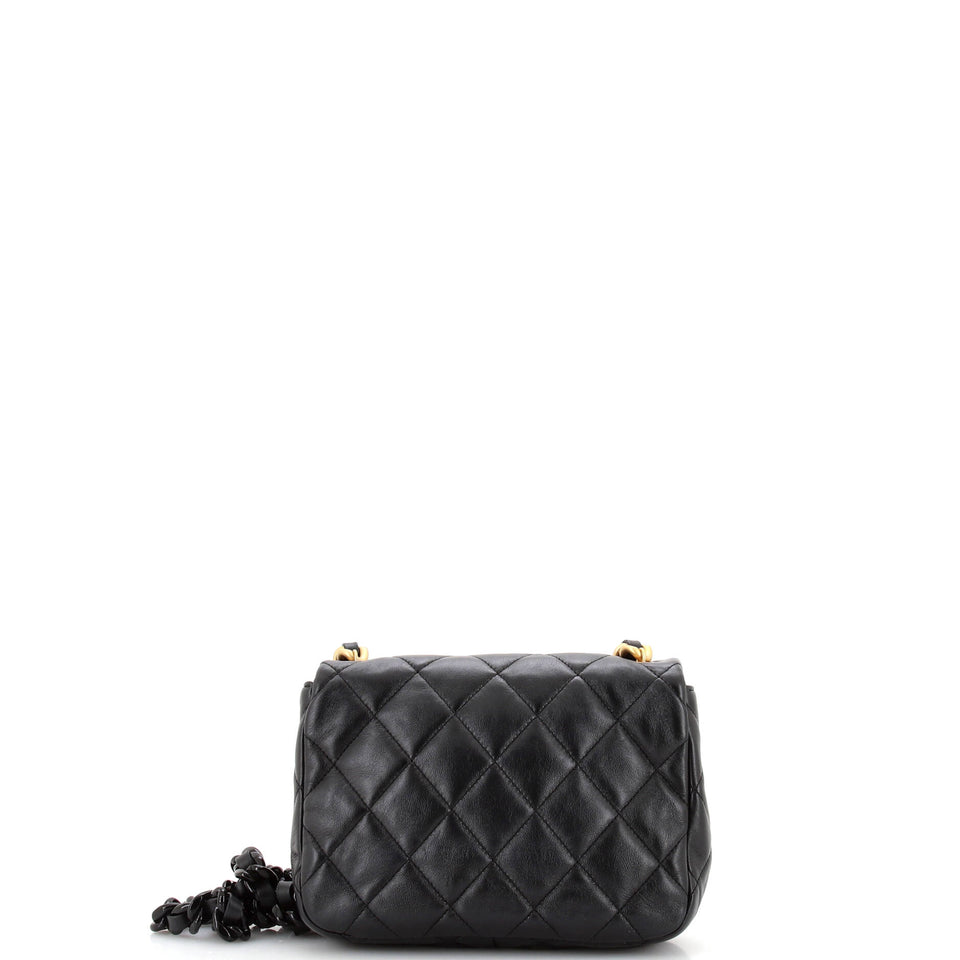 Lacquered Metal CC Flap Bag Quilted Lambskin Small