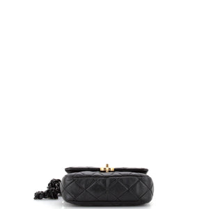 Lacquered Metal CC Flap Bag Quilted Lambskin Small