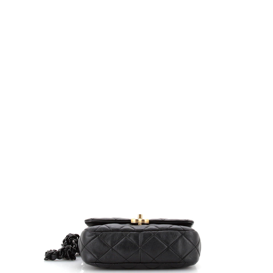 Lacquered Metal CC Flap Bag Quilted Lambskin Small