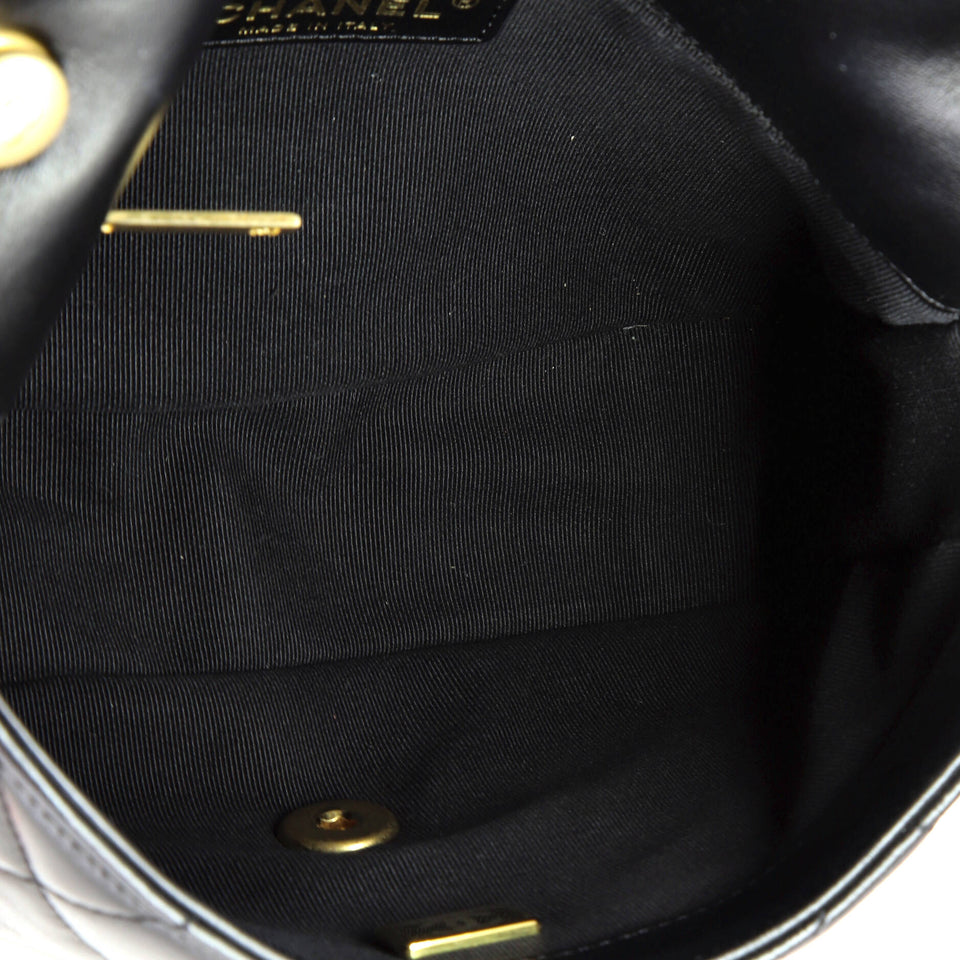 Lacquered Metal CC Flap Bag Quilted Lambskin Small