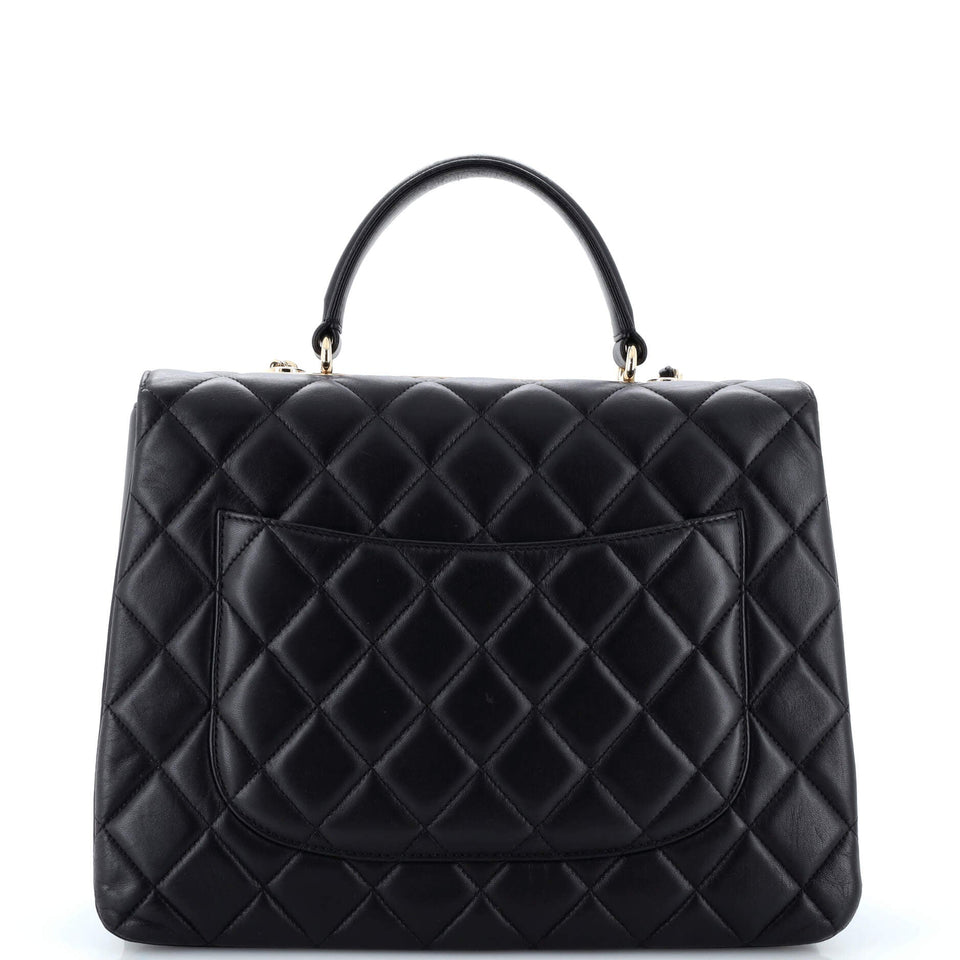 Trendy CC Top Handle Bag Quilted Lambskin Large