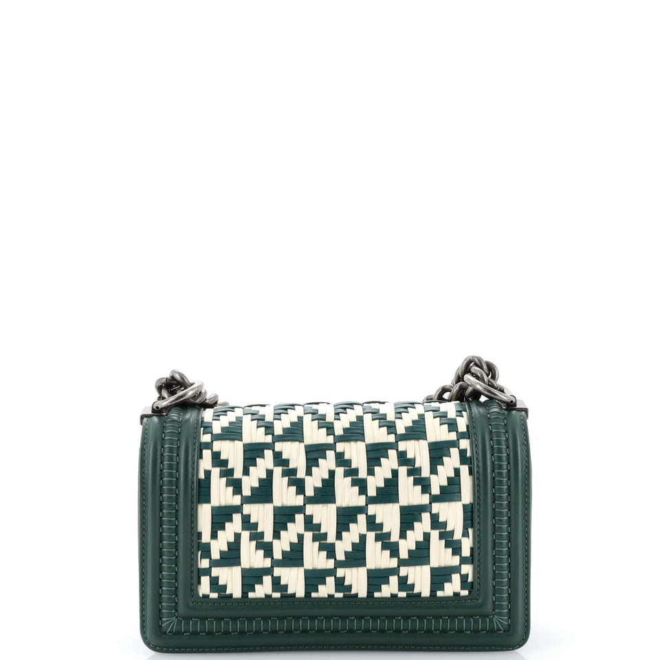Boy Flap Bag Woven Calfskin Small