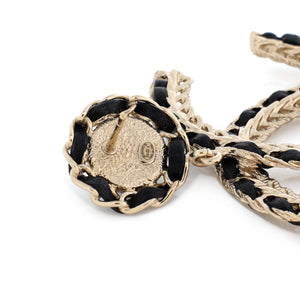 CC Woven Chain Drop Earrings Metal and Leather